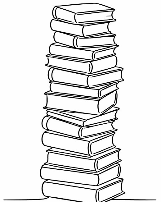 many books - one line image